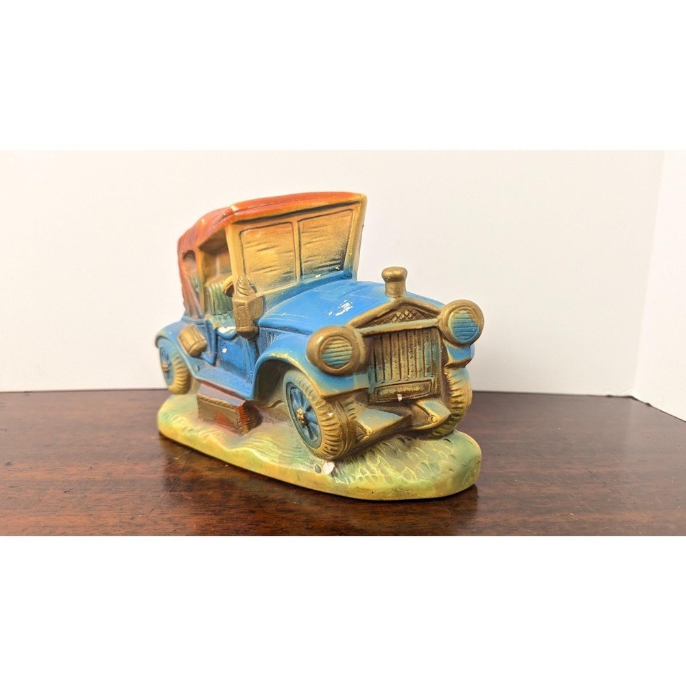 Vintage Antique Car Coin Banks Wall Hanging Tabletop Red Blue Pair Resin 7 Inch - Picture 4 of 16